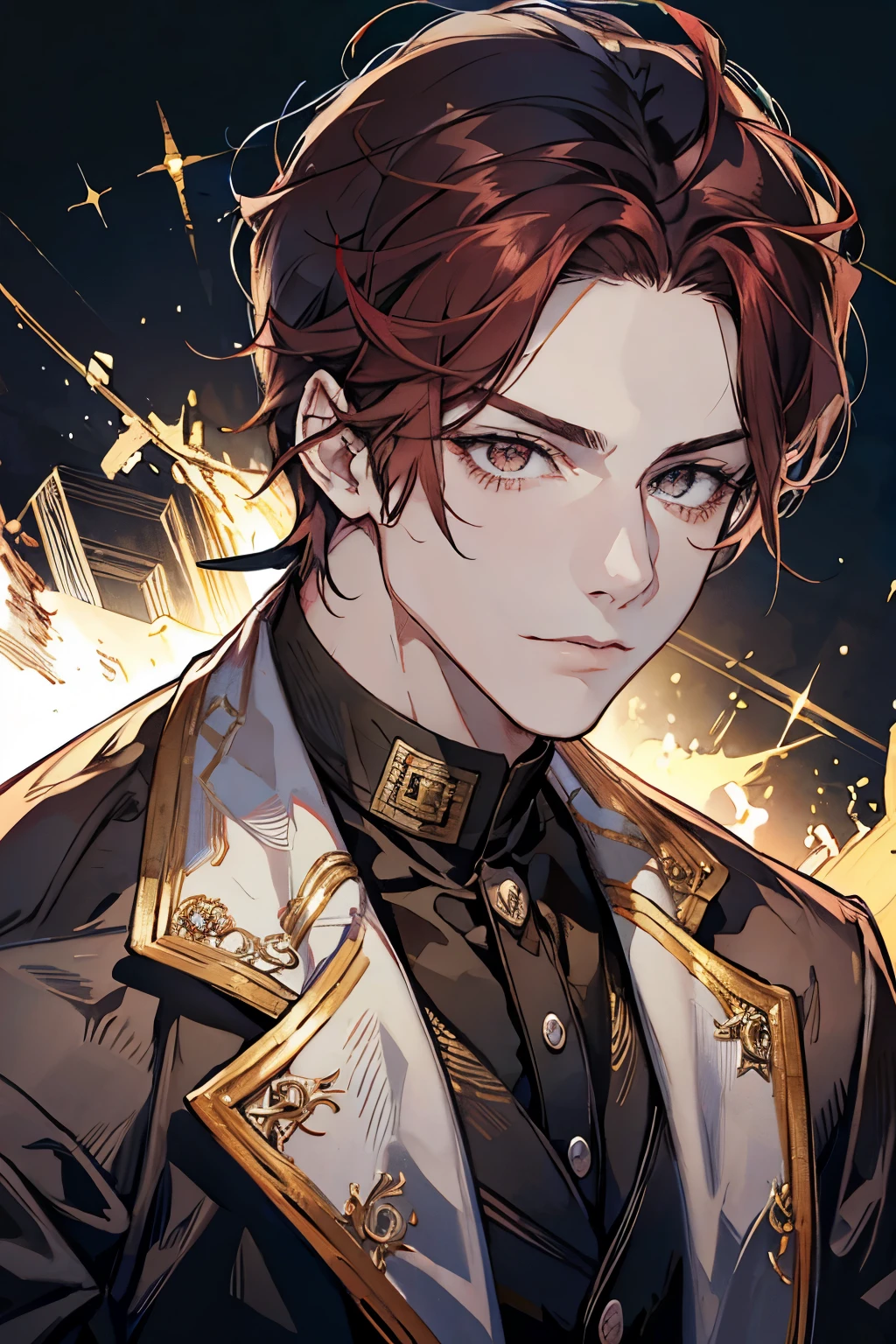 [[[very detailed face]]],[[[ detailed face]]] [[[very muscular]]], [[[muscular]]]red hair man,very short haircut,dressed in elegant clothes,background gym,broad shouldered,very tall man, black formal suit