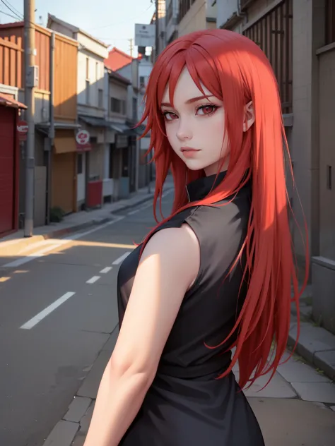 Karin uzumaki, linda mulher atraente de cabelo ruivo, do anime naruto, with the best quality best effects best shadows best ligh...