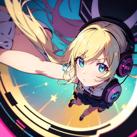 two anime girls in headphones are playing music on a turntable, anime vibes, anime style 4 k, ig studios anime style, nightcore,...