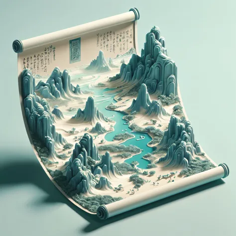Thousand Miles of Rivers and Mountains，Stereoscopic 3D
