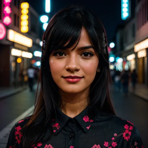 1girl, Cabello largo y rosado, cuernos rojos, Camisa de cuello blanco, corbata negra, sonrisa ligera, ojos amarillos, Corneo_Pod...