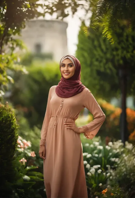 A woman wearing a brown scarf and a brown dress - SeaArt AI