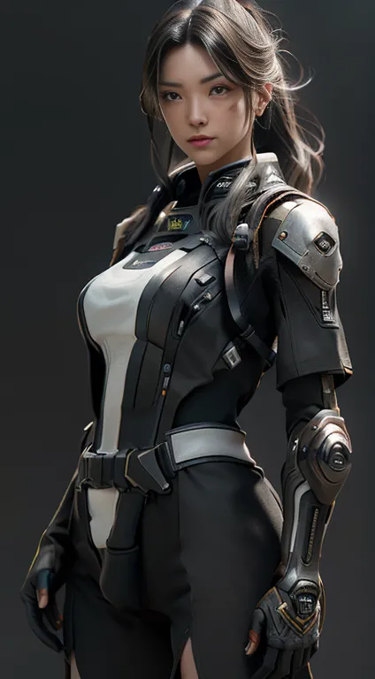 ((best quality)), ((masterpiece)), (detailed:1.4), 3d, an image of a beautiful cyberpunk female, jetpack, space background, cine...