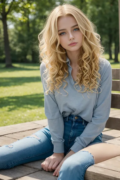 Meisterwerk, best quality, 18 year old Russian girl, jung, (FrauEhefrauBlonde , wellig, Mittellanges Haar ohne Styling, Halskett...