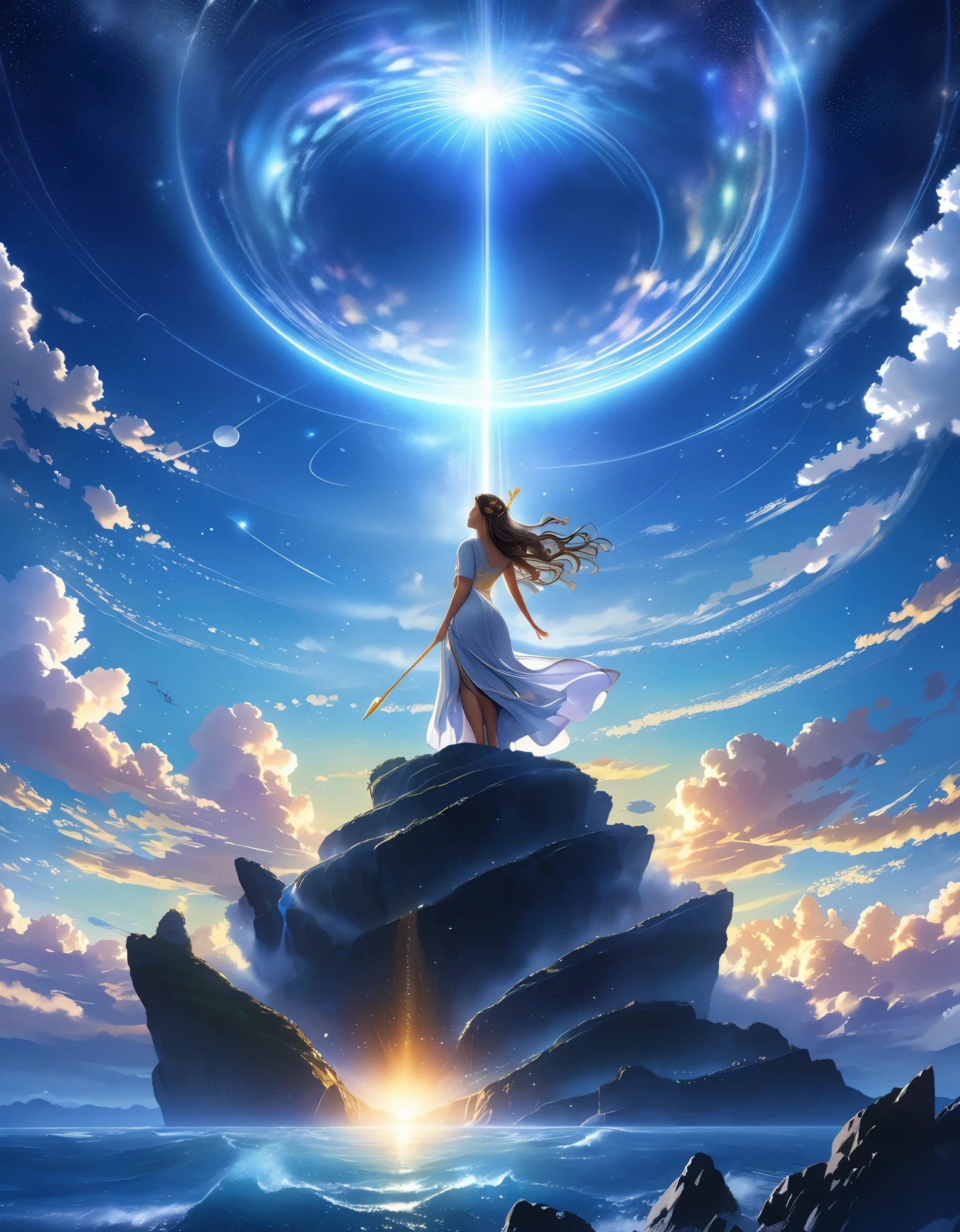 ((highest quality)),(Ultra-high resolution),(Very detailed),(Detailed Description),((The best CG)),(A masterpiece),Ultra-precise art,Amazing drawing art,(Art with precise detail:1.5), (Adult female:1.4), Distant Sky, 