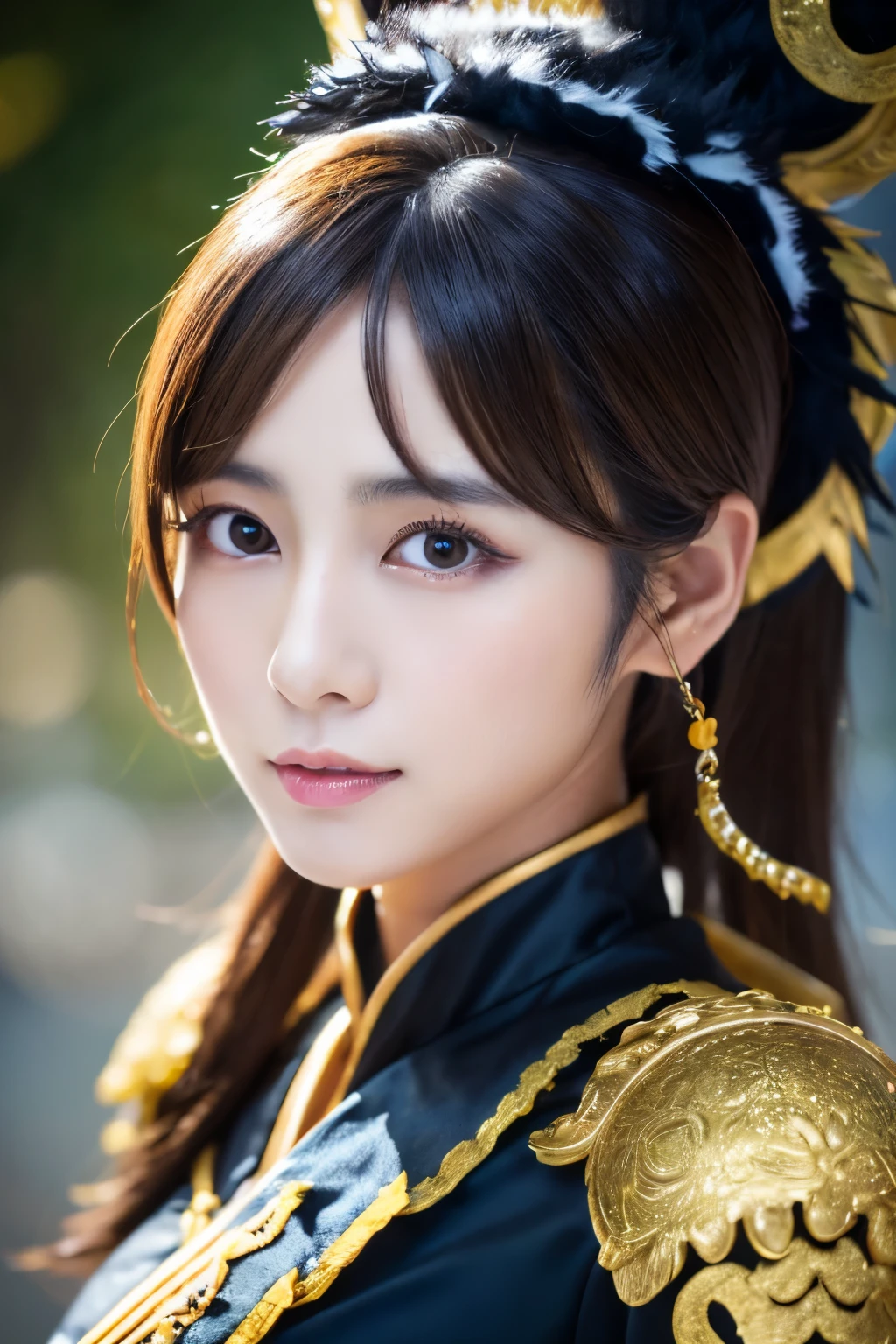 Masterpiece, high quality, high resolution, 8K, ((Skinny Japanese woman in a costume of Yang Guifei)), beautiful face, makeup of Yang Guifei, detailed face, detailed eyes