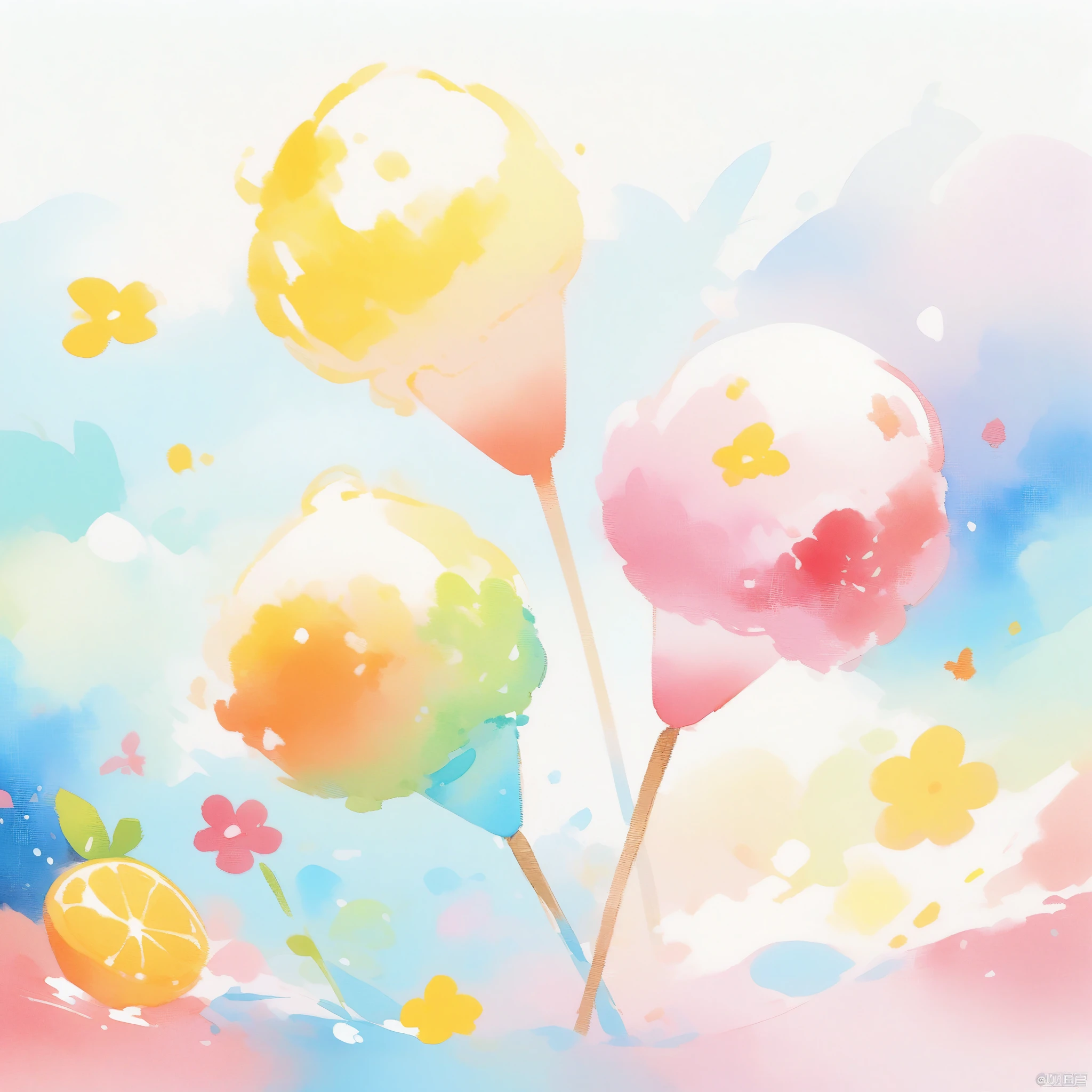 (best quality, high resolution, Watercolor pattern fruit ice cream