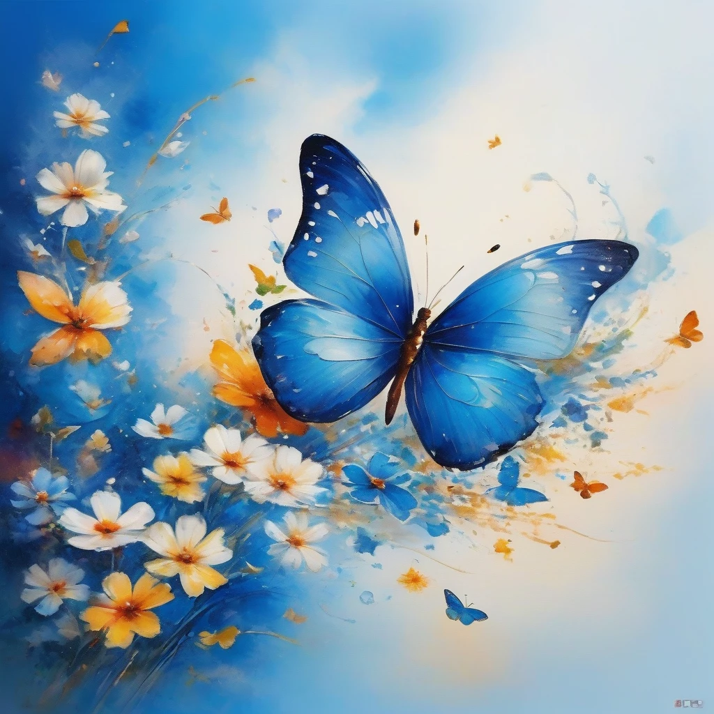 Produced by ais-rcn，8k Photo，letter，Like many blue butterflies，Dancing with the Pen，Transform ideas into beautiful works of art，Flexible，Side light，paint