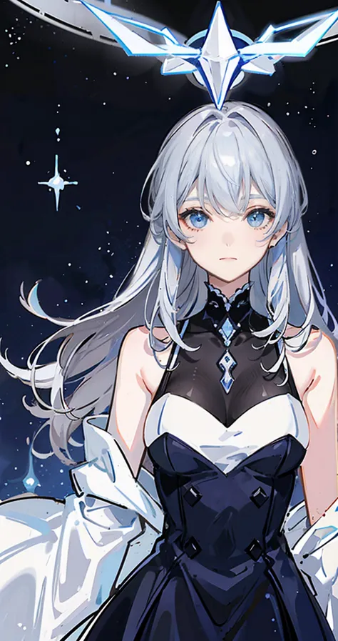 woman, gray hair, blue eyes, dark color dresses, milky way, crab, null, performer, constellation: cancer.