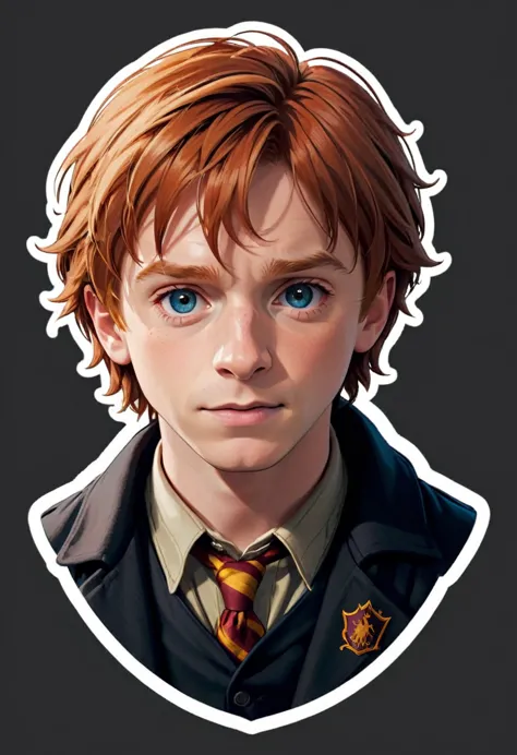 simple and professional stickers, ron weasley, logos and preferably on a transparent background.