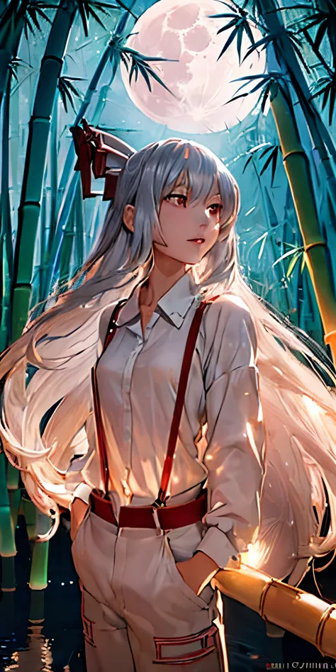 (masterpiece, best quality:1.3), (ultra detailed:1.3), (upper body:1.3), fujiwara no mokou, touhou series, perfect face, express...