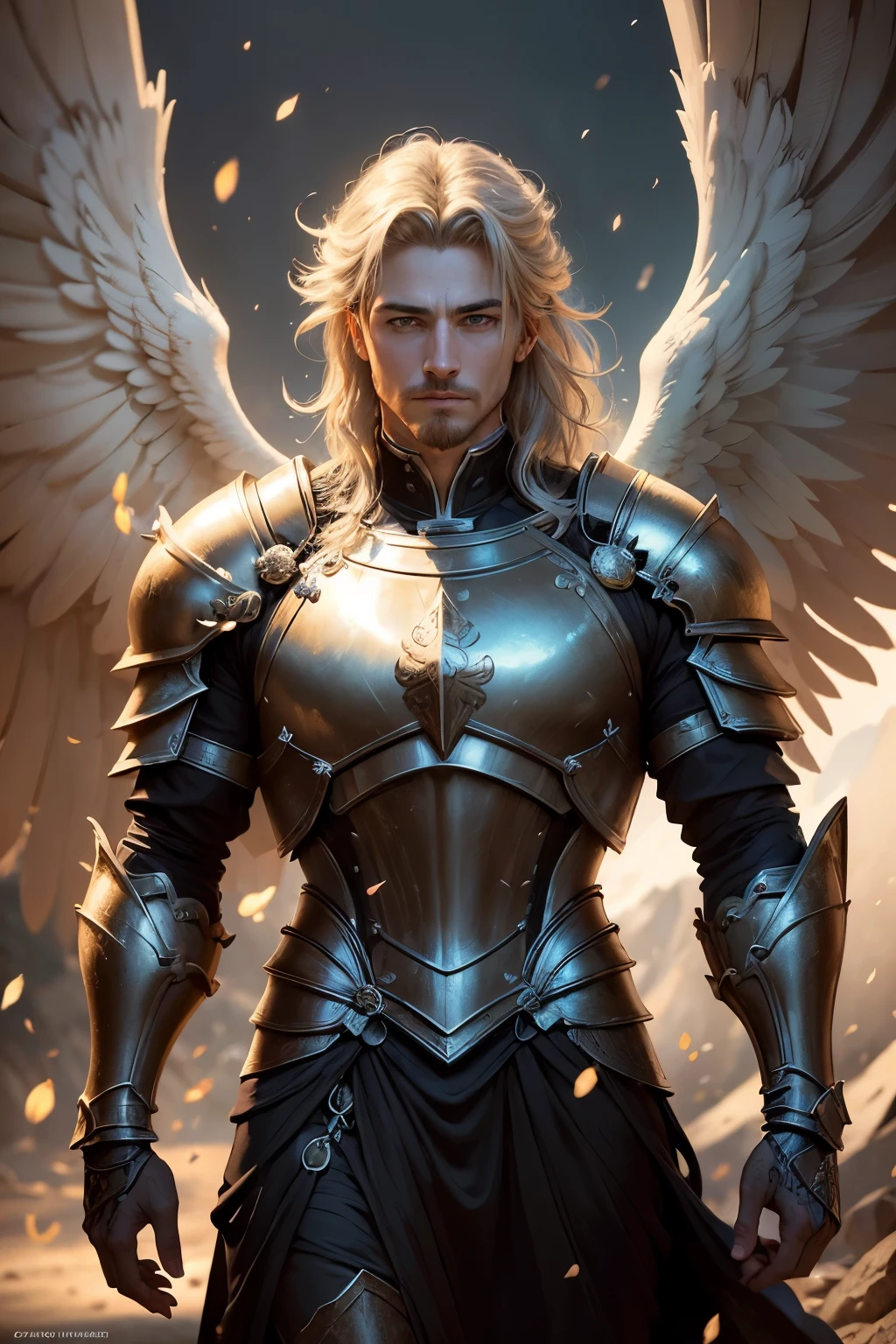 ((Best quality)), ((masterpiece)), ((realistic cartoon)), ((perfect character)), ((portrait)): Angelic Male crusader,heavy armor, flag. The scene is set in a thematically rich environment. The lighting, crafted with a cinematic touch, emphasizing aura surrounding the genius happy discovery.

Every element of this masterpiece is carefully designed to create a sense of realism and immersion. The intricacies of the genius clothes, the mesmerizing effects of his power, and the level of detail in his happy face all contribute to a captivating visual experience. This artwork is presented in stunning UHD resolution, allowing you to appreciate every nuance and intricacy in breathtaking detail.
Portrait, scenic, masterpiece,mtg art,magic the gathering art.