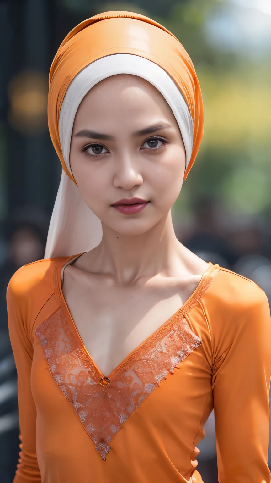 ((hijab court)), ((poitrine plate:1.7)), (photographie dynamique d&#39;une femme indonésienne de 58 ans), (haut slim, culotte en coton), (cheveux raides non bouclés), (highly détailed face:1.4), (muscles vasculaires et abdominaux:1.3), (fond à l&#39;intérieur de la lumière, Brillant, salle de sport privée:1.1), (8k, UHD, reflex numérique, haute qualité, éclairage cinématographique, bokeh), (Spectaculaire, photographie primée, chef-d&#39;œuvre incroyable:1.3), (((regard sexy et sensuel devant la caméra:0.8))), fermer, ((elle est prête à te dominer:0.5)), ((beau visage féminin)), ajouter_détail:1, dentelle jaune fluorescent , vue de derrière, pose séduisante, strajouterling , (((fond une nuit très sombre))), (((porter un t-shirt orange à manches longues)))