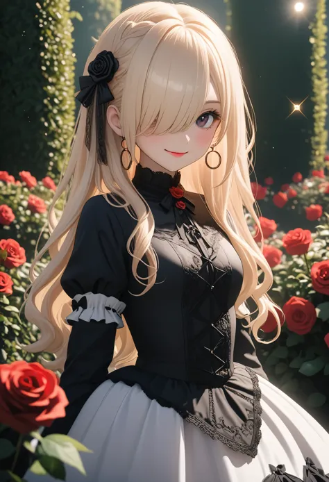((Masterpiece)), (Anime:1.5), ((best quality)), (RAW photo:1.2), (High Definition:1.3), (Professional Photography:1.2), (chromatic aberration), 1girl, lens flare, wide shot, Textured skin, cinematic lighting, 1girl, ((Beautiful Gothic Lolita pure-white-Dre...
