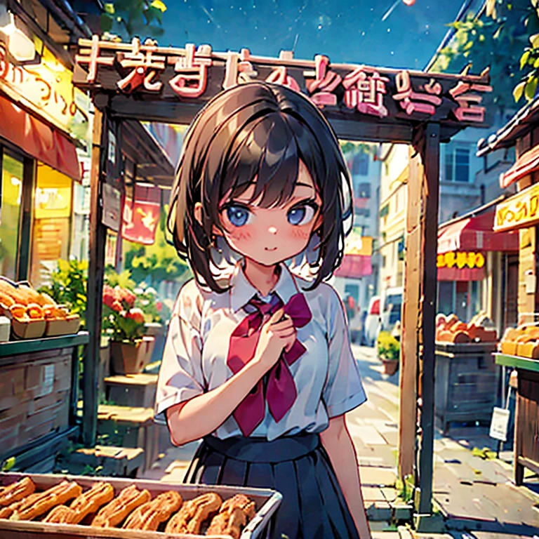 Girl selling churros in an Italian square