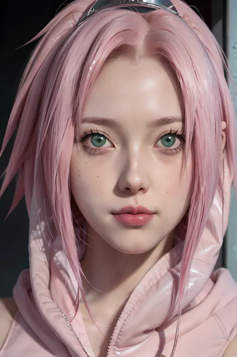 person with short hair and a hoodie, haruno sakura, haruno sakura from naruto, from naruto, as an anime character, perfect anime...