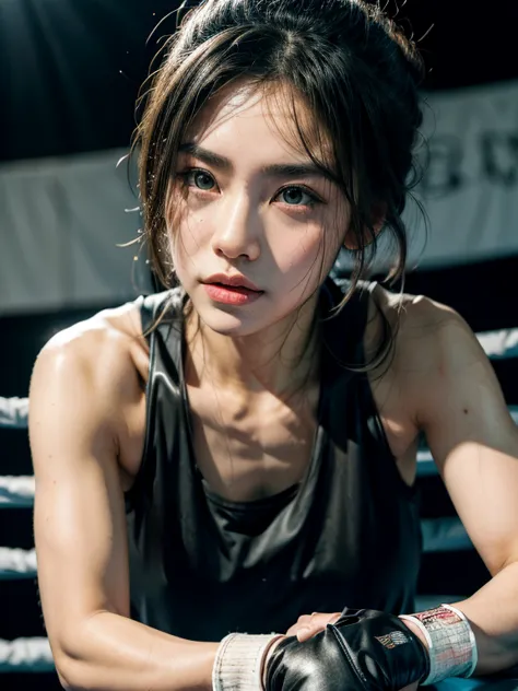 1girl,sweat,muscle,boxing on the ring