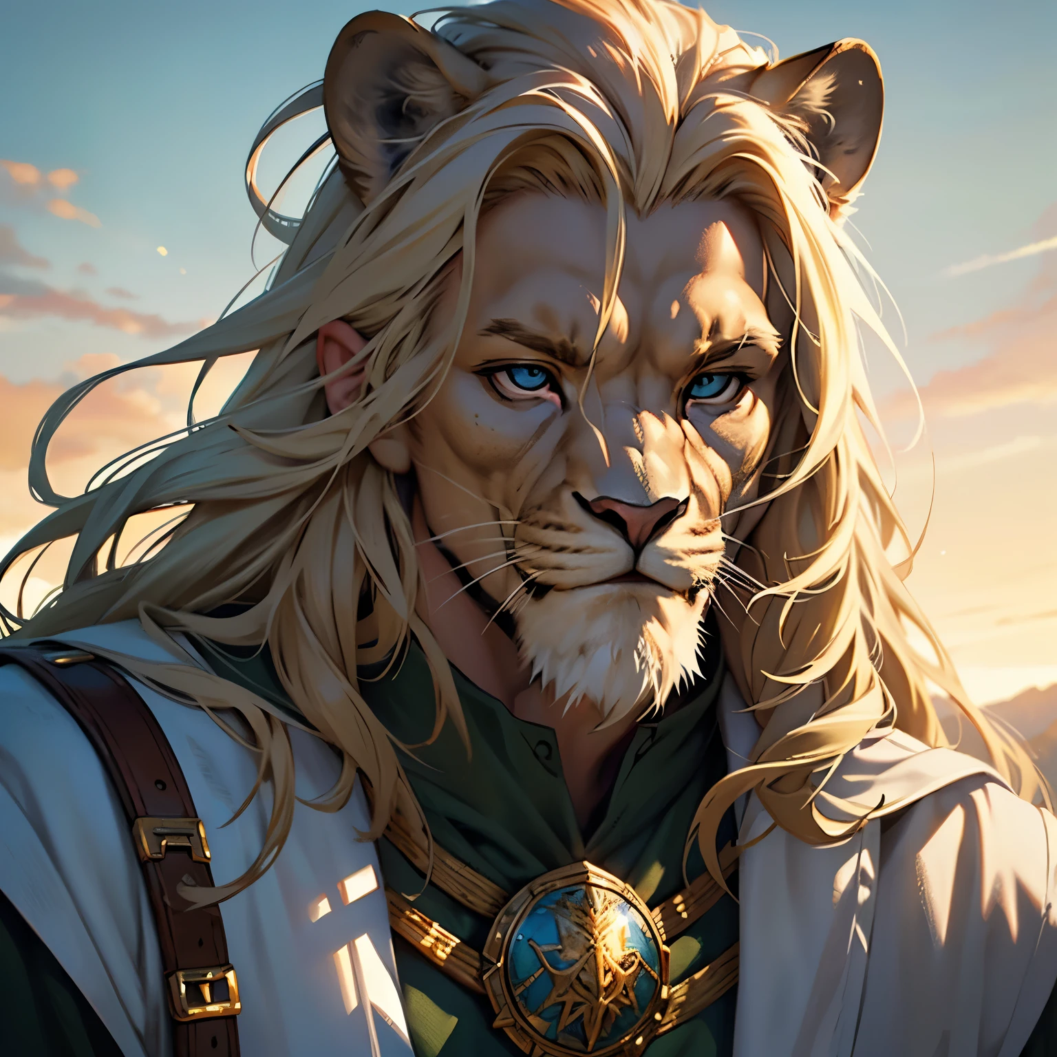 ​masterpiece, Best Quality, 4k, Background white. Realistic lion face like from the wizard of Oz. Looking to his right, head turned view. Very realistic and cool. Brave expression. Intricate detail. Fantasy, portrait photo
