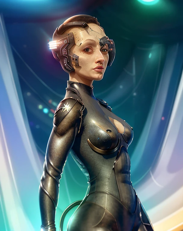 , ((linda_park )),(( black hair)), blue eyes, science fiction, realistic, cyborg:1.2, black bodysuit, at a , new year's eve, , artstation, pixiv, digital art, digital painting
