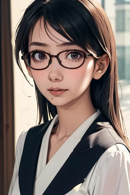 (masterpiece, highest quality), One Girl,  Satou, Satou, Glasses, 赤いフレームのGlasses, Sailor suit, Satou, Glasses, 赤いフレームのGlasses, 