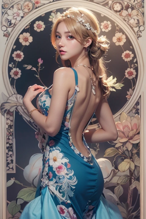 mulher loira com cabelos longos e vestido azul posando para uma foto, estilo de arte de anime realista, renderização fotorrealista de garota anime, arte cg de anime suave, estilo de realismo de anime, estilo de arte realista, jovem anime realista, linda pintura digital, estilo anime 3 d realista, lindo retrato de anime, estilo de arte anime realista, retrato de personagem em close, anime 3d realista, retrato estilo anime