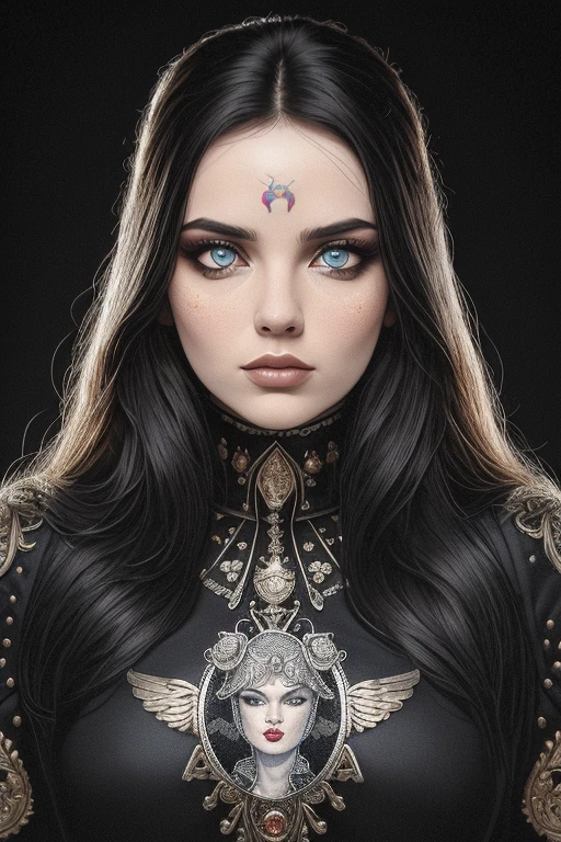 Pointillism、highest quality, masterpiece, Symmetrical and highly detailed eyes, girl, Highly detailed background,  tendency (Art Station:1.46), Surreal, 8k resolution, Pixar Style, Tristan Eaton、Stanley Artgarm、Tom Bagshaw