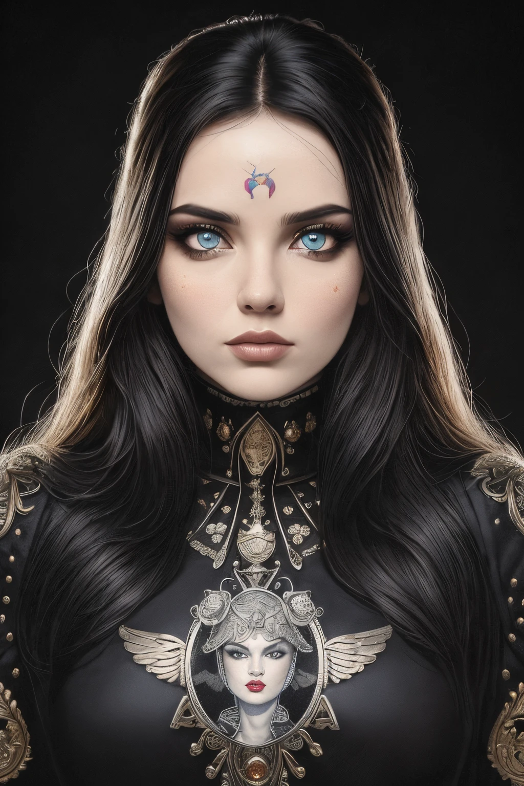 Pointillism、highest quality, masterpiece, Symmetrical and highly detailed eyes, girl, Highly detailed background,  tendency (Art Station:1.46), Surreal, 8k resolution, Pixar Style, Tristan Eaton、Stanley Artgarm、Tom Bagshaw