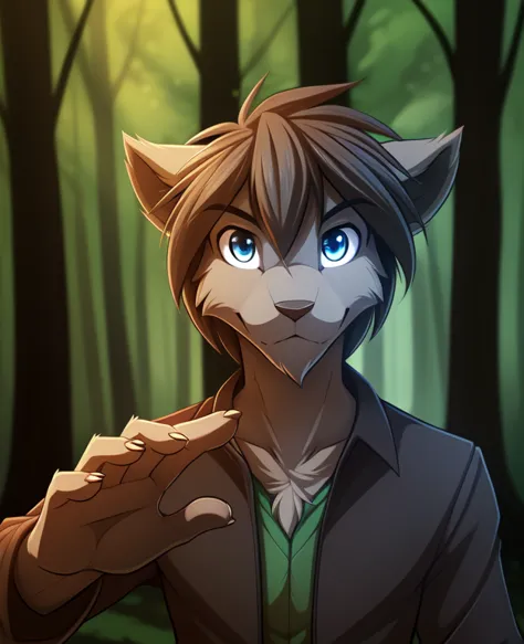 zen-twokinds, twokinds, by tom_fischbach,, (best quality, masterpiece:1), solo, furry male anthro, blue eyes, medium hair, finge...