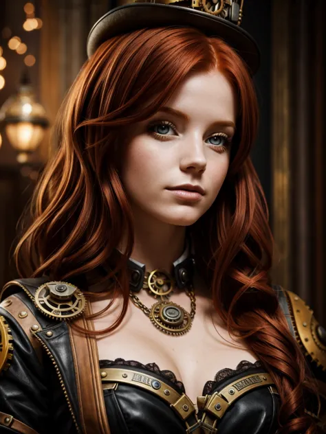 redhead, European Girl, 25years old, portrait, steampunk