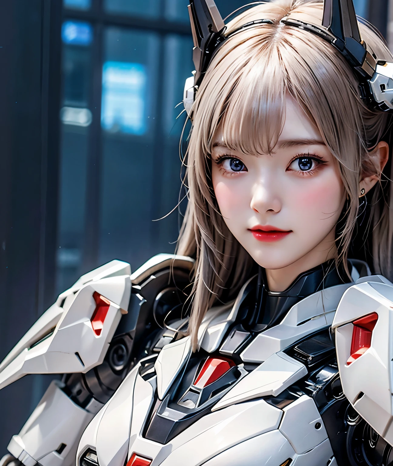 Textured skin, Super Detail, Attention to detail, high quality, 最high quality, High resolution, 1080P, hard disk, beautiful,(Gundam),Beautiful cyborg woman,Mecha cyborg girl,Battle Mode,Girl with a mechanical body,She&#39;s wearing a futuristic Gundam mech,Full Body Shot