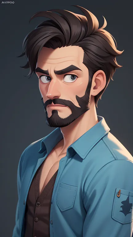 there is a man with a beard and a shirt without a beard, grosso, O cara, arte digital. @GTA style cartoon style digital illustra...