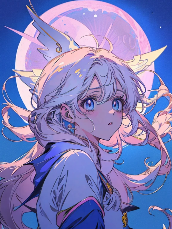 Sailor with pink bow and blue eyes., sailor moon!!!!!!!!, water ice moon style, author：sailor moon, inspired by sailor moon, kawaii, anime princess, sailor moon. cute anime girl, magical girl portrait, anime style