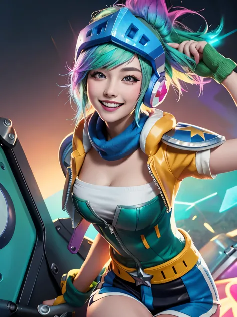 (detailed background), masterpiece, best quality, Arcade_Riven, grin
 