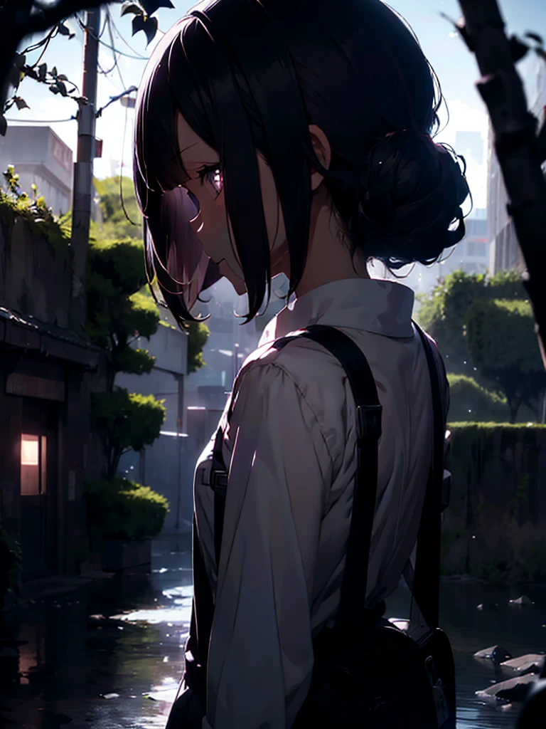 (Kyle Thompson:1.3), anime-style, girl, abandoned park, black roses, death symbol, moonlight, depth, shallow focus, cross shadow, photorealistic, contrast, synthesis, medium difference, dramatic, symbolic, eerie, night, moonlit, mysterious, dark, ethereal, haunting, surreal, atmospheric, artistic.