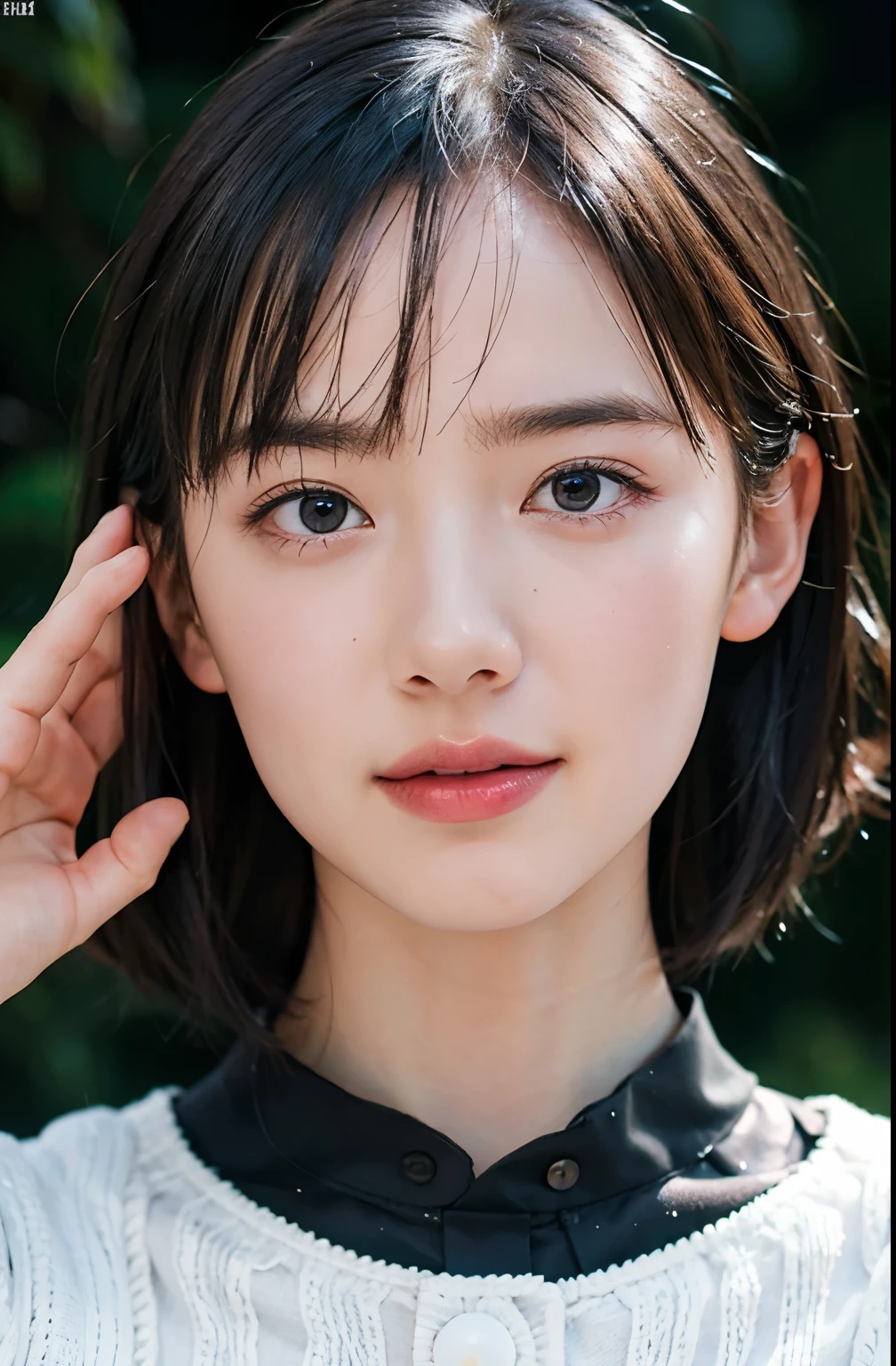(masterpiece:1.3), (8k, photorealistic, RAW photo, best quality: 1.4), (1girl), smile,beautiful face, (realistic face), (black hair, short hair:1.3), beautiful hairstyle, realistic eyes, beautiful detailed eyes, (realistic skin), beautiful skin, (sweater), absurdres, attractive, ultra high res, ultra realistic, highly detailed, golden ratio