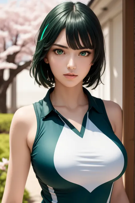 masterpiece, best quality, 1girl, detailed face features, beautiful face, fubuki, green hair, jewelery, mature female, perfect f...