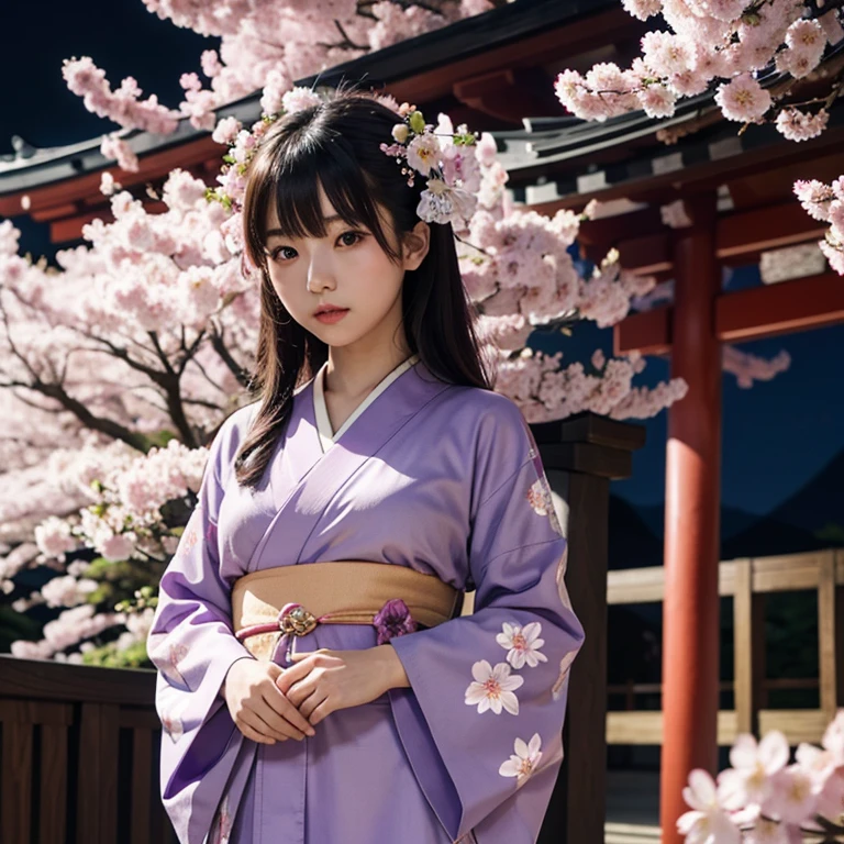 japanese girl, red and white kimono, misty background, shrine, white makeup, red lips, holding candle, best quality, perfect body, beautiful face