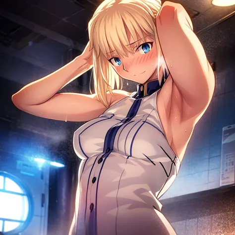 High resolution, {Things to know_f de stay night ufotable:1.15}, Rubio_ Best Quality, masterpiece, フルnude,Sweatだく,Blushing,smile...