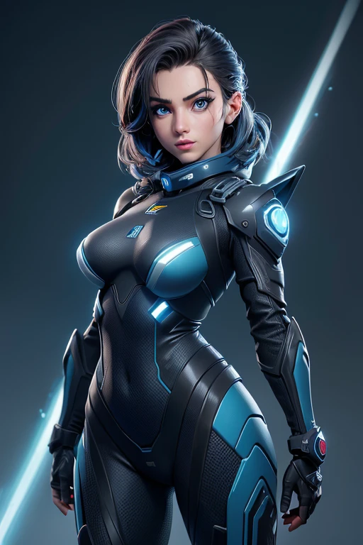 (traje cero:1), (zssamus:1), (mujer:1), ((blue eyes)), (Blue Sci-Fi Suit:1), (Traje azul:1.2), pelo rubio, cola de caballo larga, (tactical suit), (sosteniendo un Science fiction weapon), (Science fiction weapon), rasgos faciales caricaturescos, ojos grandes y redondos, flequillo de pelo, (realista:1.2),  (Obra maestra:1.2), (foto de cuerpo completo:1),(tiro de vaquero:1.2), light particles, Fondo espacial, neon lighting, dark romantic lighting, (Muy detallado:1.2),(cara detallada:1.2), (gradientes), vistoso, ojos detallados, (one person), (paisaje detallado:1.2), (natural lighting:1.2),(antecedentes detallados),paisaje detallado, (dynamic pose:1.2), plano general, solo,