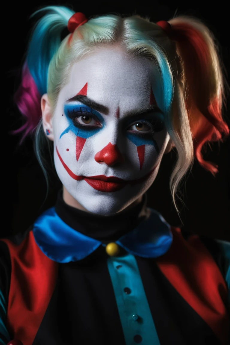 nude photography. Head-to-toe in frame), ( Harley Quinn, clown makeup -  SeaArt AI