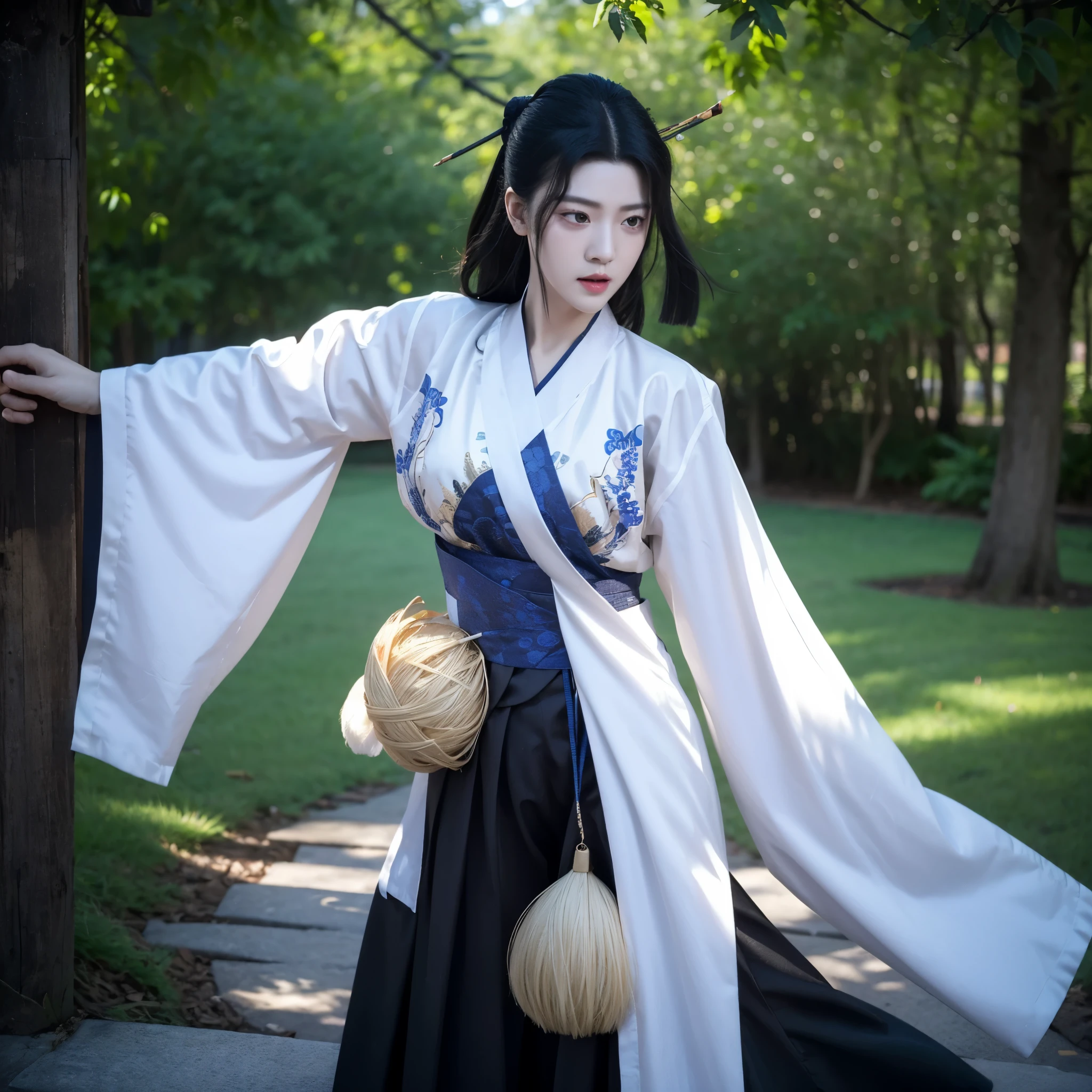 1 rangée de jeunes garçons, Sharp face with angular détails, porter du Hanfu, méditer, tranquillité d&#39;esprit, dans le soleil, 4k, Full HD, haute qualité, détails