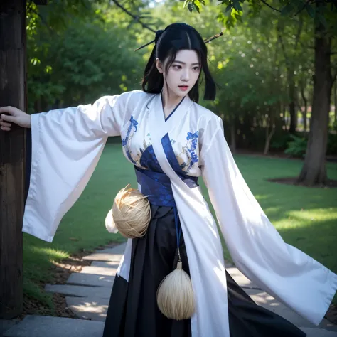 1 tràng trai trẻ, Sharp face with angular details, Wearing Hanfu, ngồi thiền, Peace of mind, in the sun, 4k, full hd, hight qual...