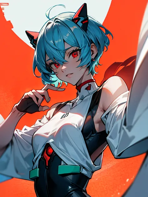 soyjaks,4k,, high definition, obra maestra, absurdos, rei ayanami, red eyes, pelo entre los ojos, headgear, auriculares de inter...