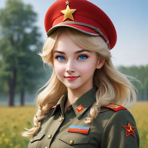 1 girl, One, Soviet Military Uniform, dynamic pose, Best quality, high quality, a high resolution, masterpiece, I look at the vi...