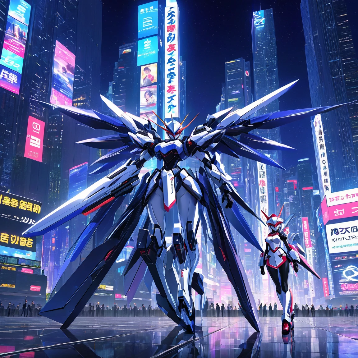 (best quality,high resolution,masterpiece:1.4),ultra-detailed,((detailed face, detailed expressions)),new anime title screen, "show title","subtitle episode number", introduction illustrations for two characters (1girl, 1boy), dynamic poses against the backdrop of a futuristic cityscape with motion blur.