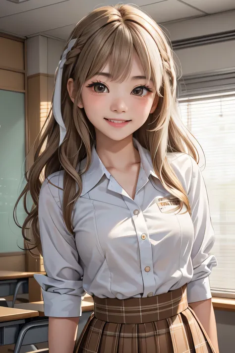 Realistic, masterpiece, highest quality, Highest Resolution, one Japanese high school girl, 16 years old, Upper body photo, She ...