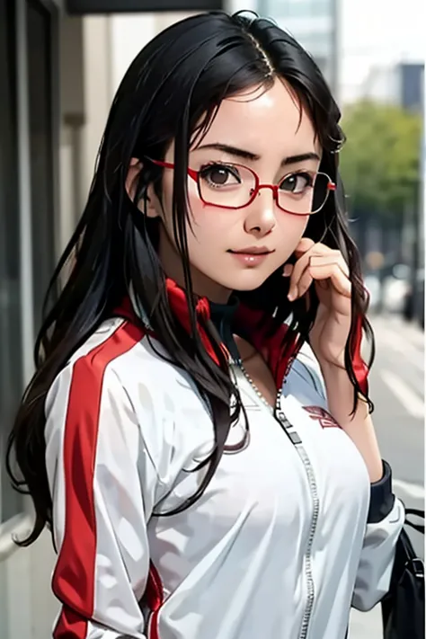 (masterpiece, highest quality), One Girl,  Satou, Satou, Glasses, 赤いフレームのGlasses, Under-rim eyewear, Satou, Glasses, 赤いフレームのGlas...