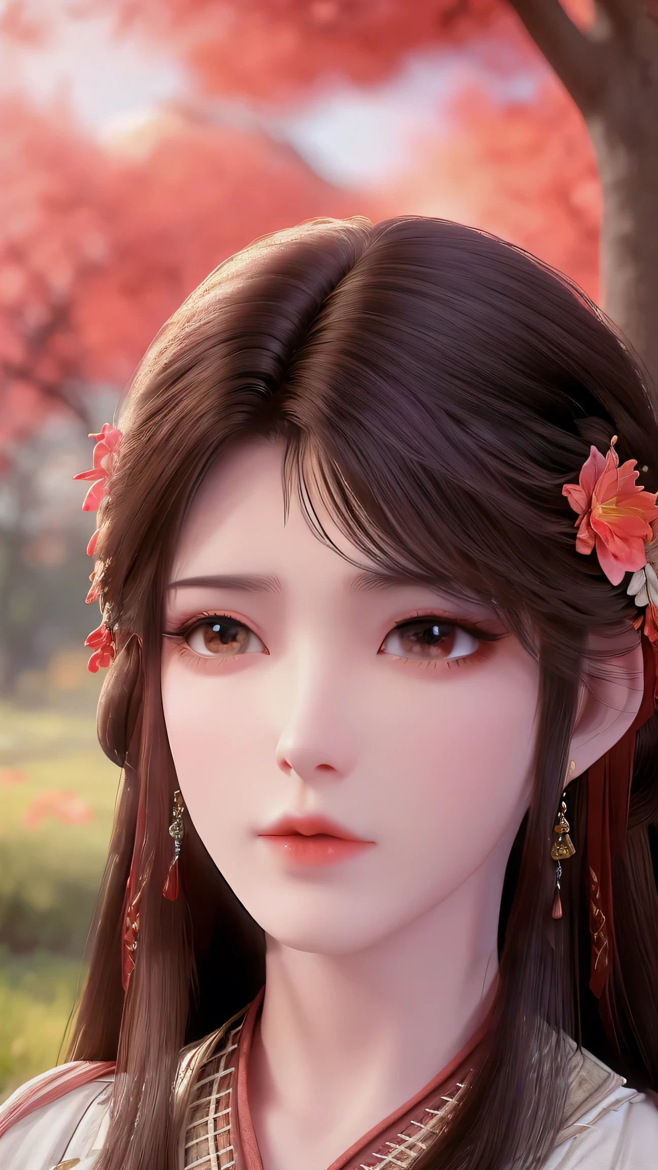 (best quality,ultra-detailed,photorealistic:1.37),vivid colors,studio lighting,beautiful detailed eyes,beautiful detailed lips,extremely detailed eyes and face,long eyelashes,portraits,brown hair,confident expression,feminine,standing in a garden,soft sunlight, scenery,flower blossoms,peaceful atmosphere,artistic touch,textured brushstrokes,subtle color variations,brilliant white highlights,delicate movements,graceful pose,slight breeze,rustling leaves,sophisticated style,professional artwork,female beauty.