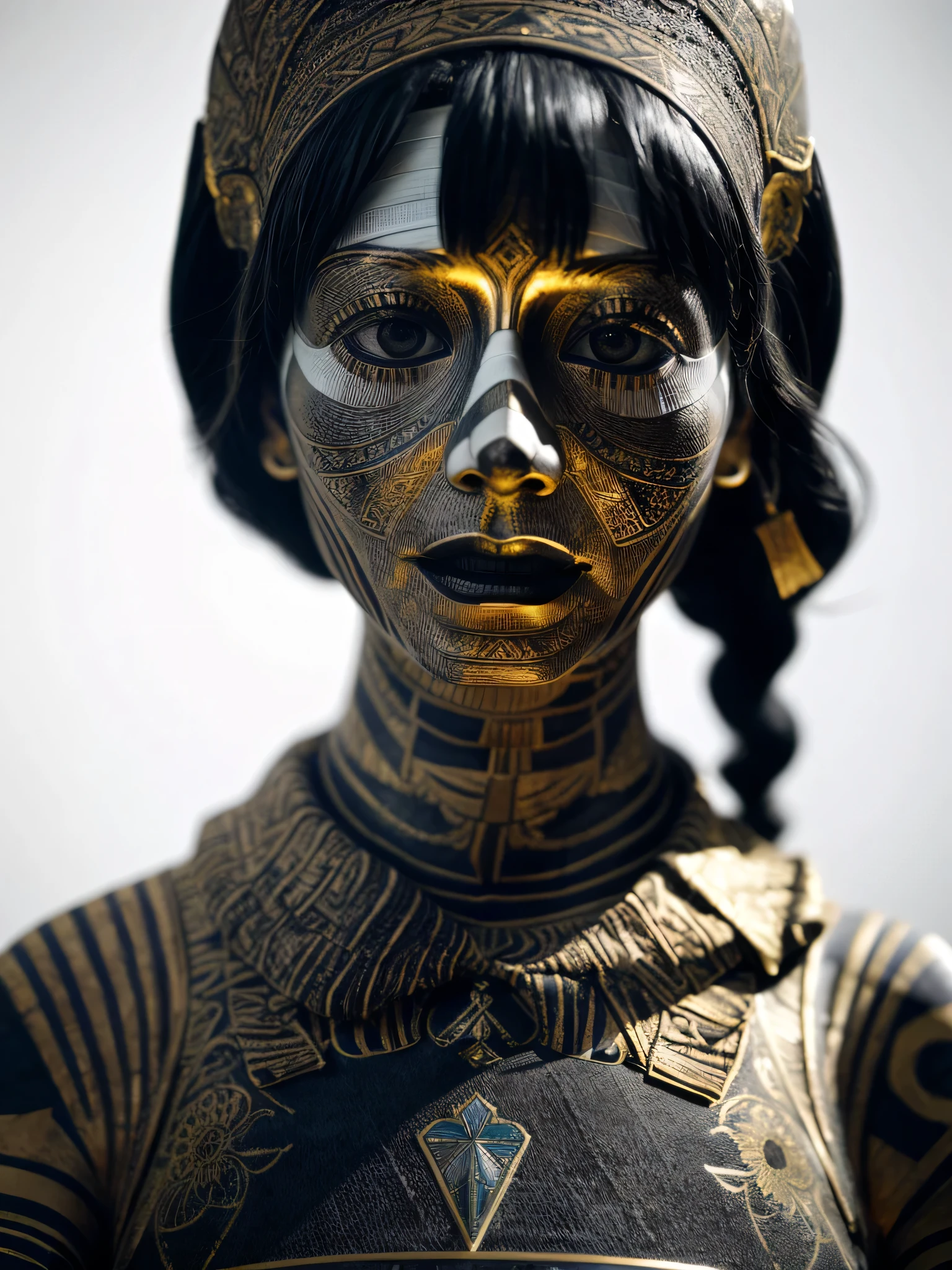 dark creepy background, ((mummy)), ((( fully coved in all white bandages))) ruby, long wavy hair, scenic, cute, adorable, pretty, 8k resolution concept art portrait, dynamic lighting hyperdetailed intricately detailed Splash art trending on Artstation, triadic colors, Unreal Engine 5, volumetric lighting, gothic, high resolution, Close up portrait, ambient light, Nikon 15mm f/1.8G, Egyptian mummy, glamour, intricate and detailed environment, laces, stains, watercolor dark background, Masterpiece, ornate, depth, (((mummification )))