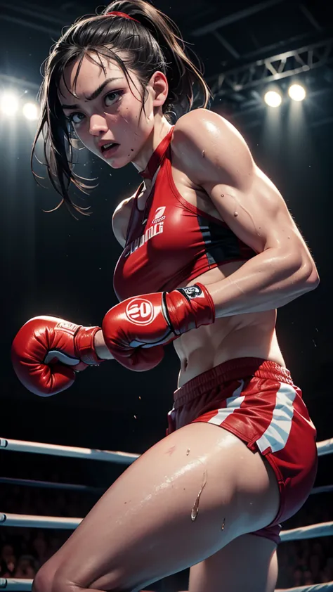 (best quality,4k,8k,highres,masterpiece:1.2),ultra-detailed,(realistic,photorealistic,photo-realistic:1.37),2_girls,boxing match...